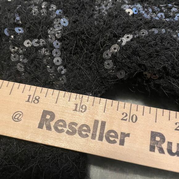 Rachel Roy Black Sequin Jacket Tunic Dress Small Full Zip Short Sleeve Pockets - Picture 11 of 12